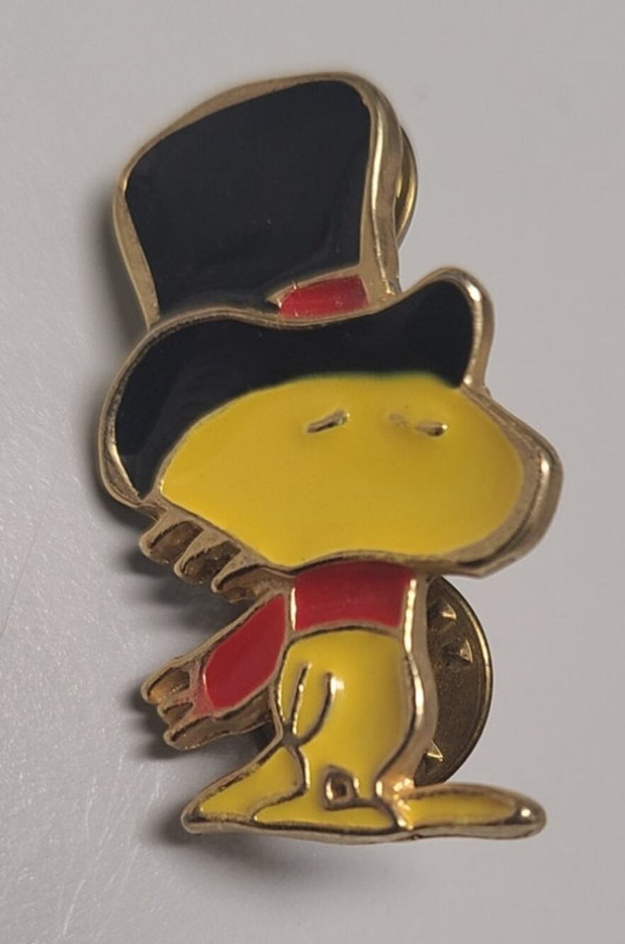 Vintage Woodstock Pin Top Hat Scarf 1965 Starline Snoopy Peanuts Christmas Retro